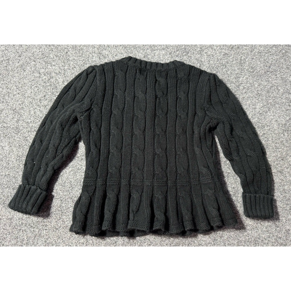 Polo Ralph Lauren Cardigan Sweater Baby 12M Black Ruffle Peplum Cable Knit - Picture 2 of 5